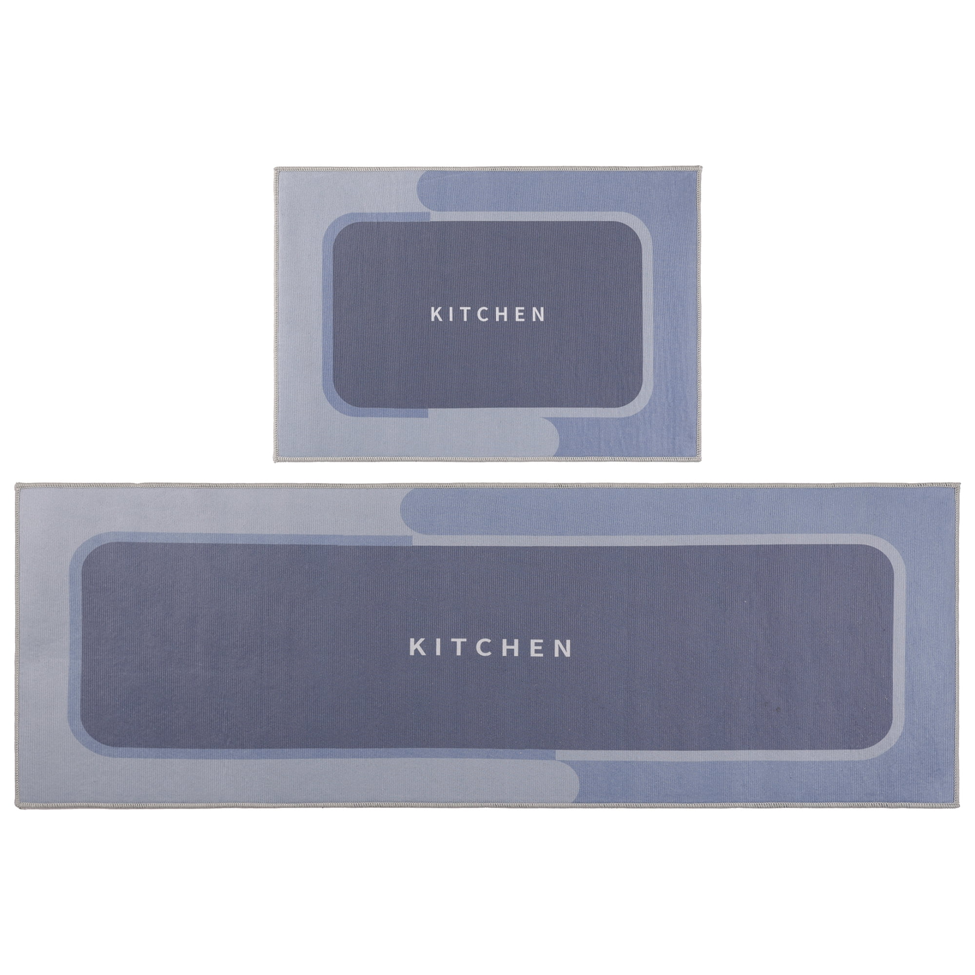Unique Bargains Pieces Geometric Kitchen Rug for Kitchen Floor (2 Count) Blue-1 20"x32"+20"x63"