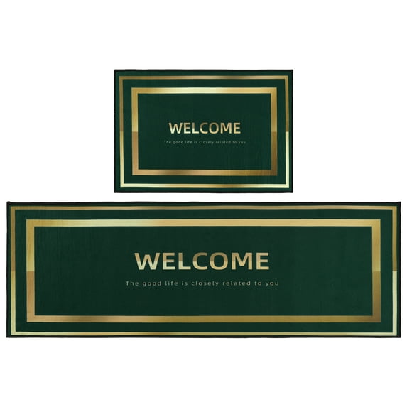 Unique Bargains Pieces Geometric Kitchen Rug for Kitchen Floor (2 Count) Green-2 16"x24"+16"x47"