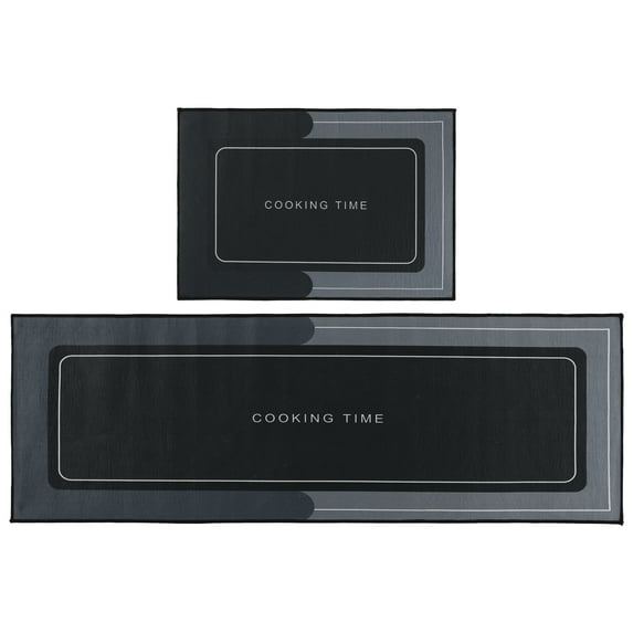 Unique Bargains Pieces Geometric Kitchen Rug for Kitchen Floor (2 Count) Grey-2 16"x24"+16"x47"