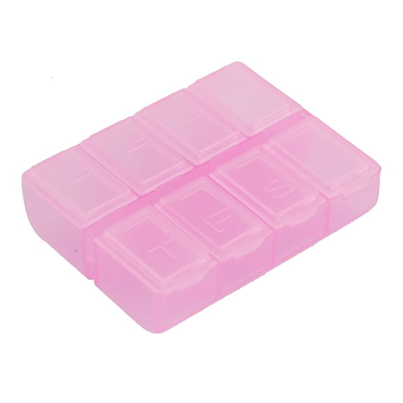 Unique Bargains Pill Tablet Medicine 8 Slots Dispenser Organizer Storage Case Box Clear Pink