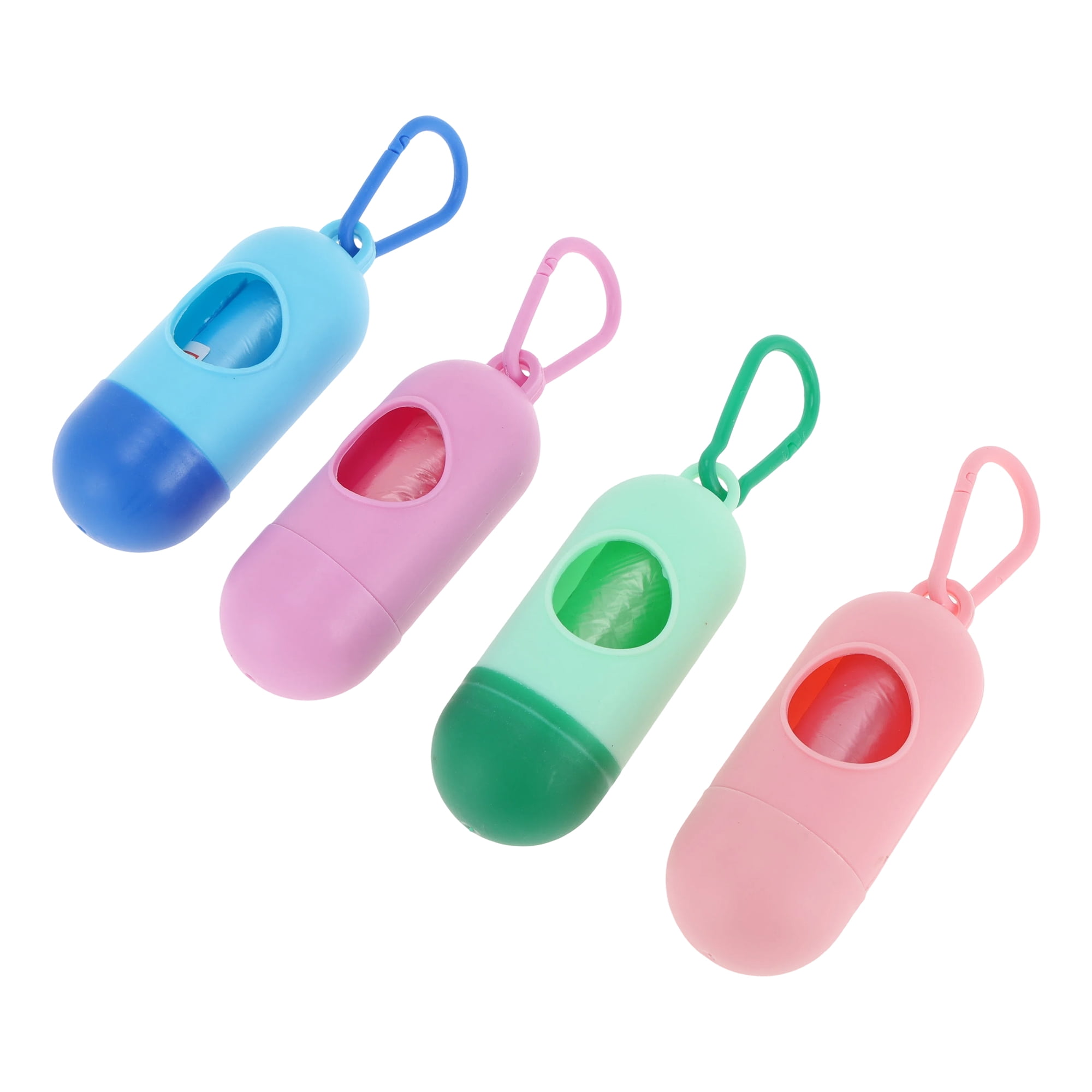 Unique Bargains Pill-shaped Poop Bag Dispenser 4 Pcs Pink, Purple, Green, Blue