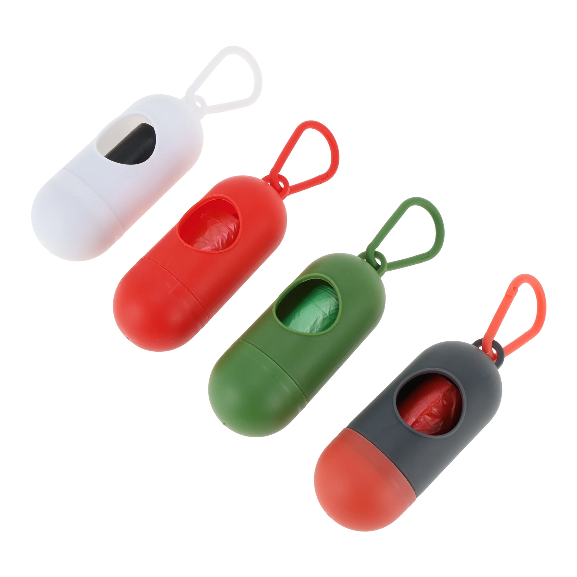 Unique Bargains Pill-shaped Poop Bag Dispenser 4 Pcs White, Red, Army Green