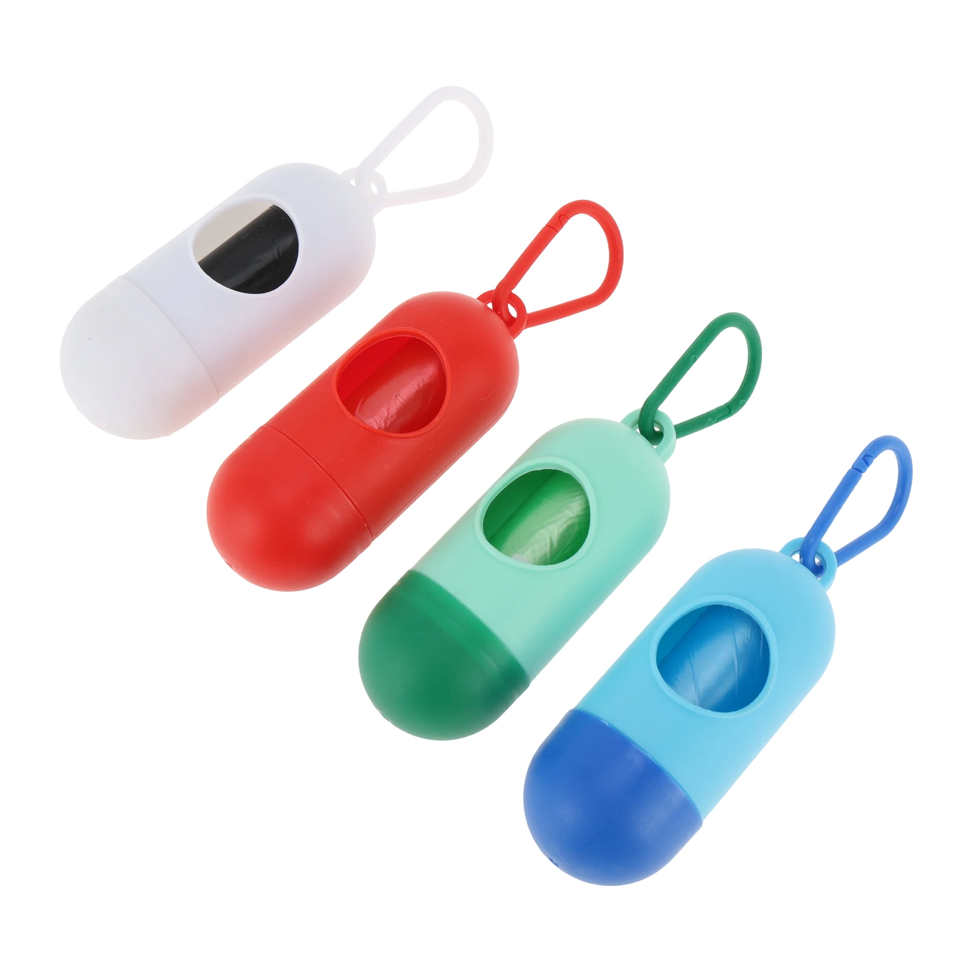 Unique Bargains Pill-shaped Poop Bag Dispenser 4 Pcs White, Red, Green, Blue