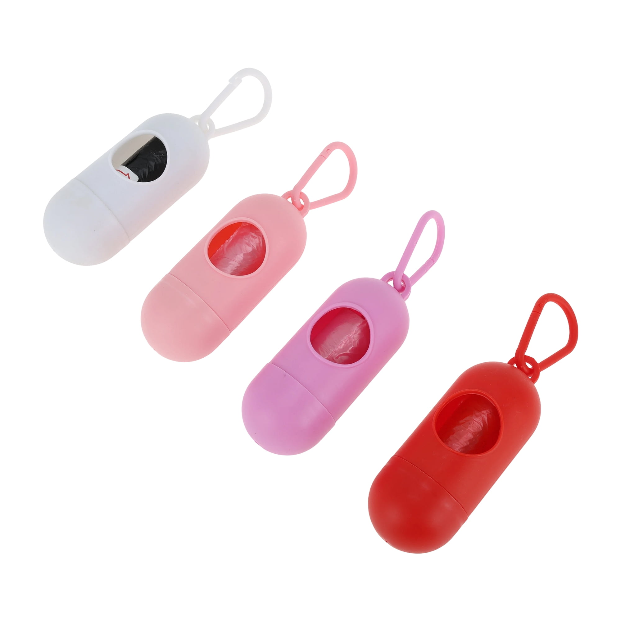 Unique Bargains Pill-shaped Poop Bag Dispenser 4 Pcs White, Red, Pink, Purple