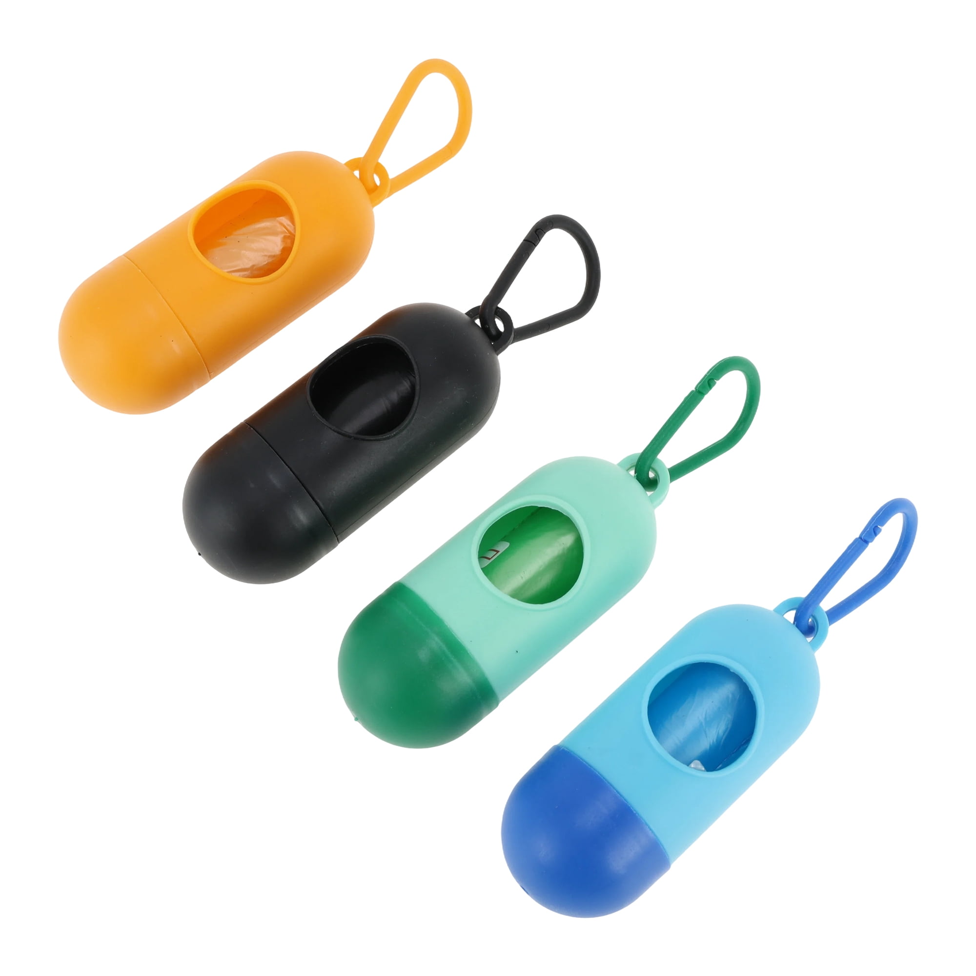 Unique Bargains Pill-shaped Poop Bag Dispenser 4 Pcs Yellow, Black, Green, Blue