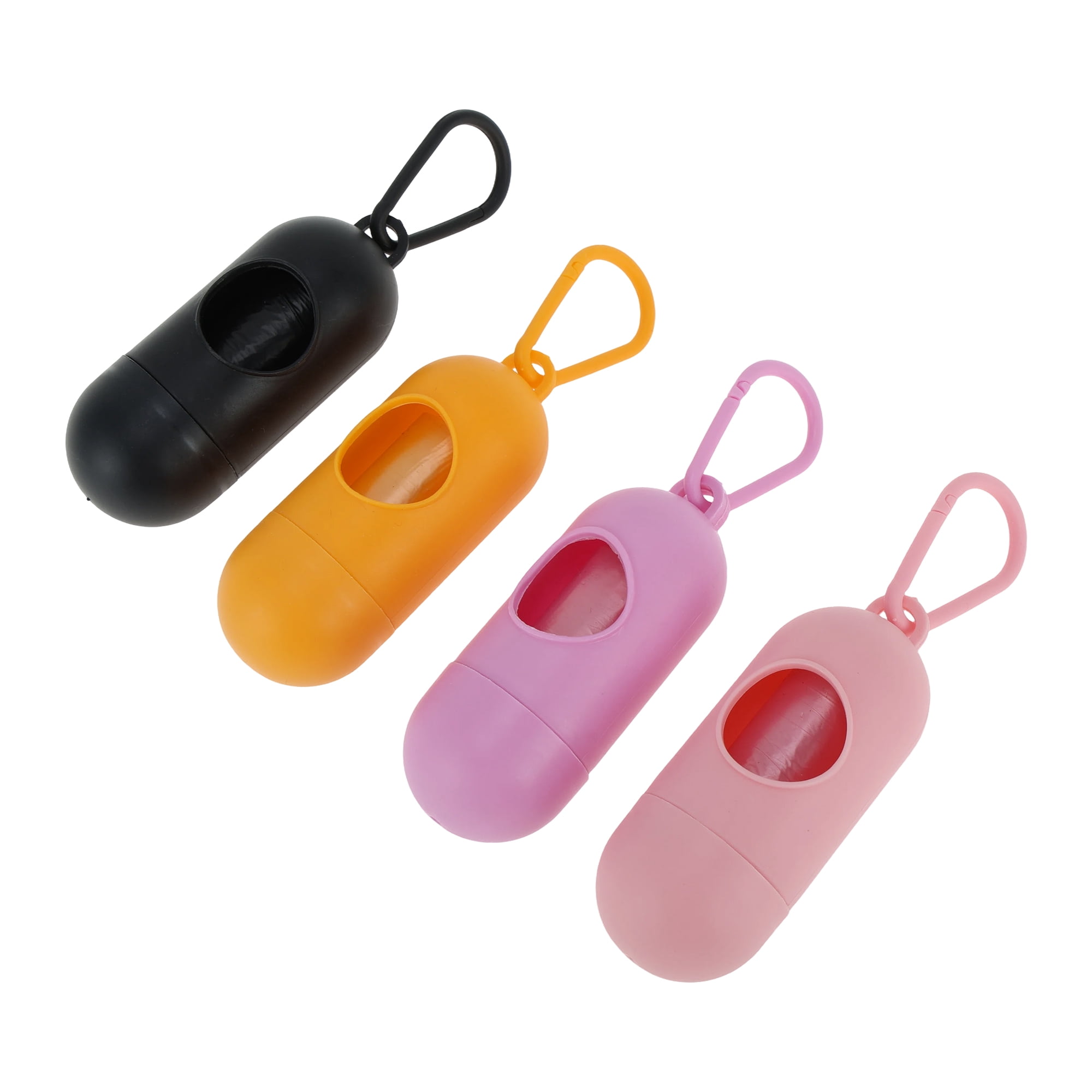 Unique Bargains Pill-shaped Poop Bag Dispenser 4 Pcs Yellow, Black, Pink, Purple
