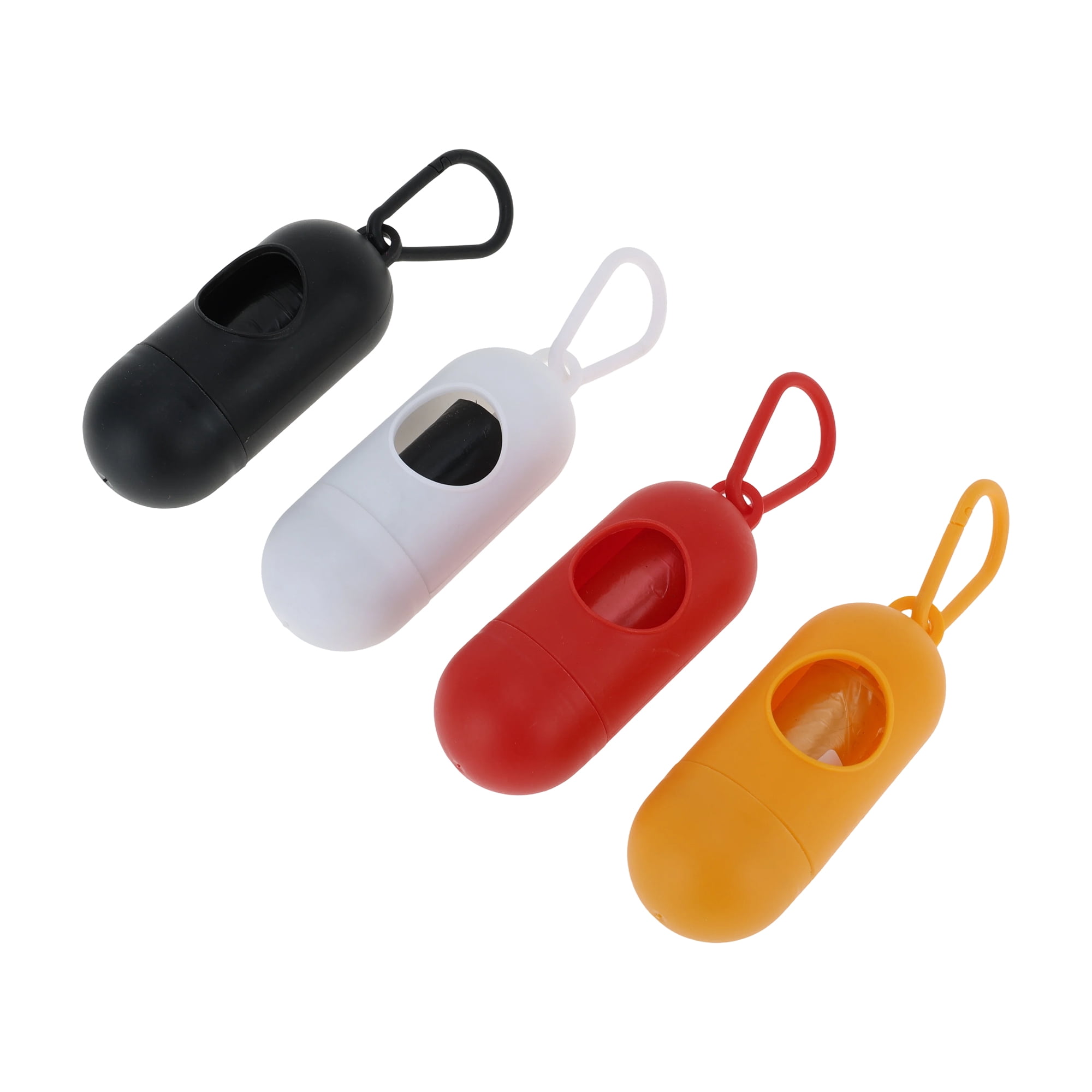Unique Bargains Pill-shaped Poop Bag Dispenser 4 Pcs Yellow, Black, White, Red