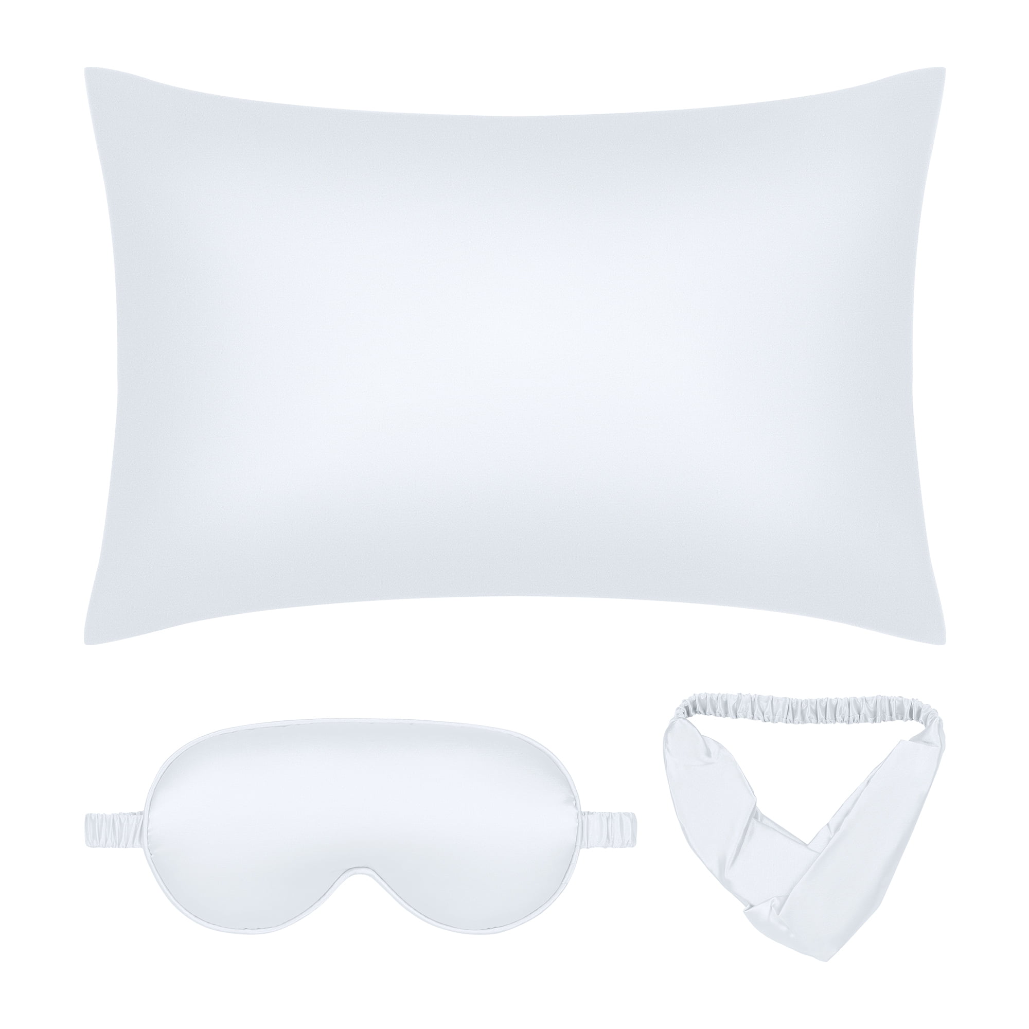 Unique Bargains Pillow Case with Envelope Pillowcases with Eye Mask, Hair Band White