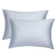 thumbnail image 1 of Unique Bargains Pillow Covers Silky Satin Zipper Pillowcases Set of 2 Lavender Grey 21" x 31", 1 of 7