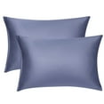 thumbnail image 1 of Unique Bargains Pillow Covers Silky Satin Zipper Pillowcases Set of 2 Slate Gray 21" x 31", 1 of 7