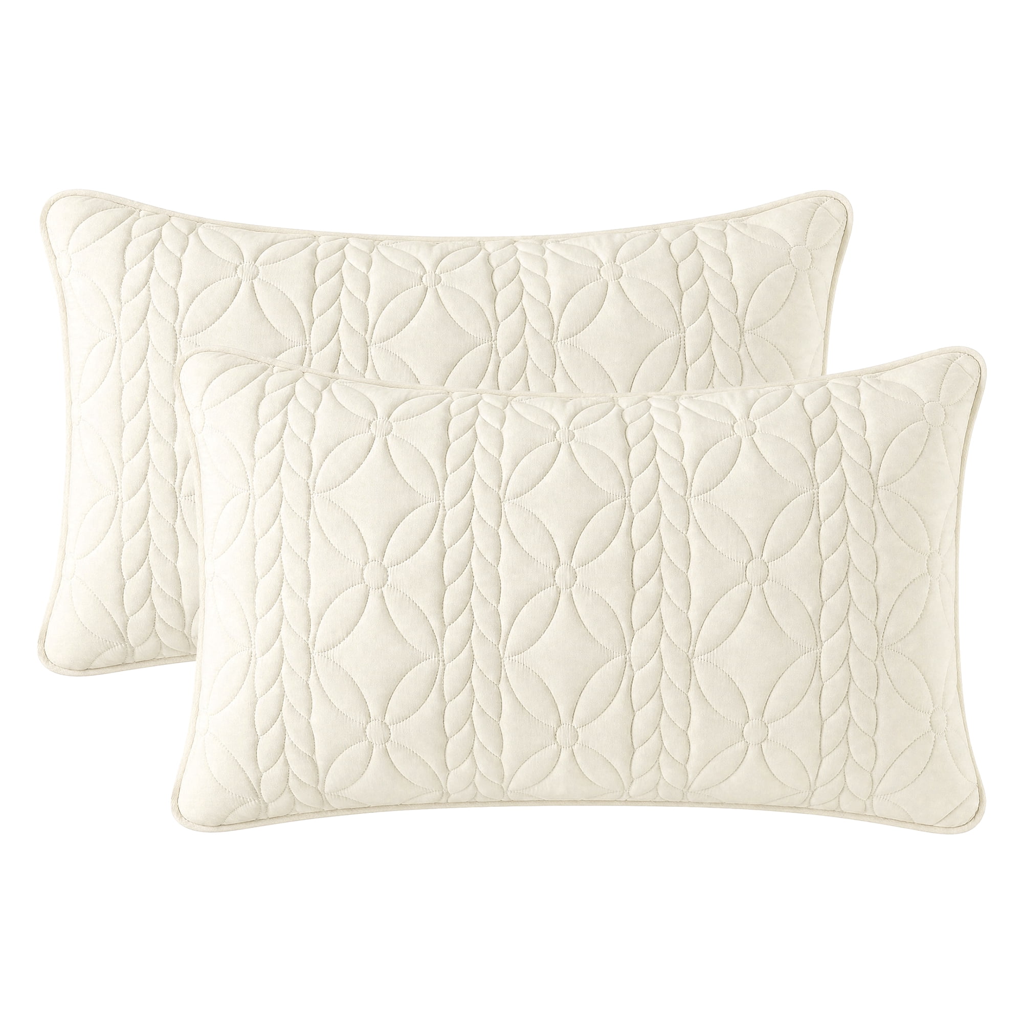 Unique Bargains Pillow Protectors Standard Size 2 Pcs Quilted Cotton Covers Beige 19"x29"