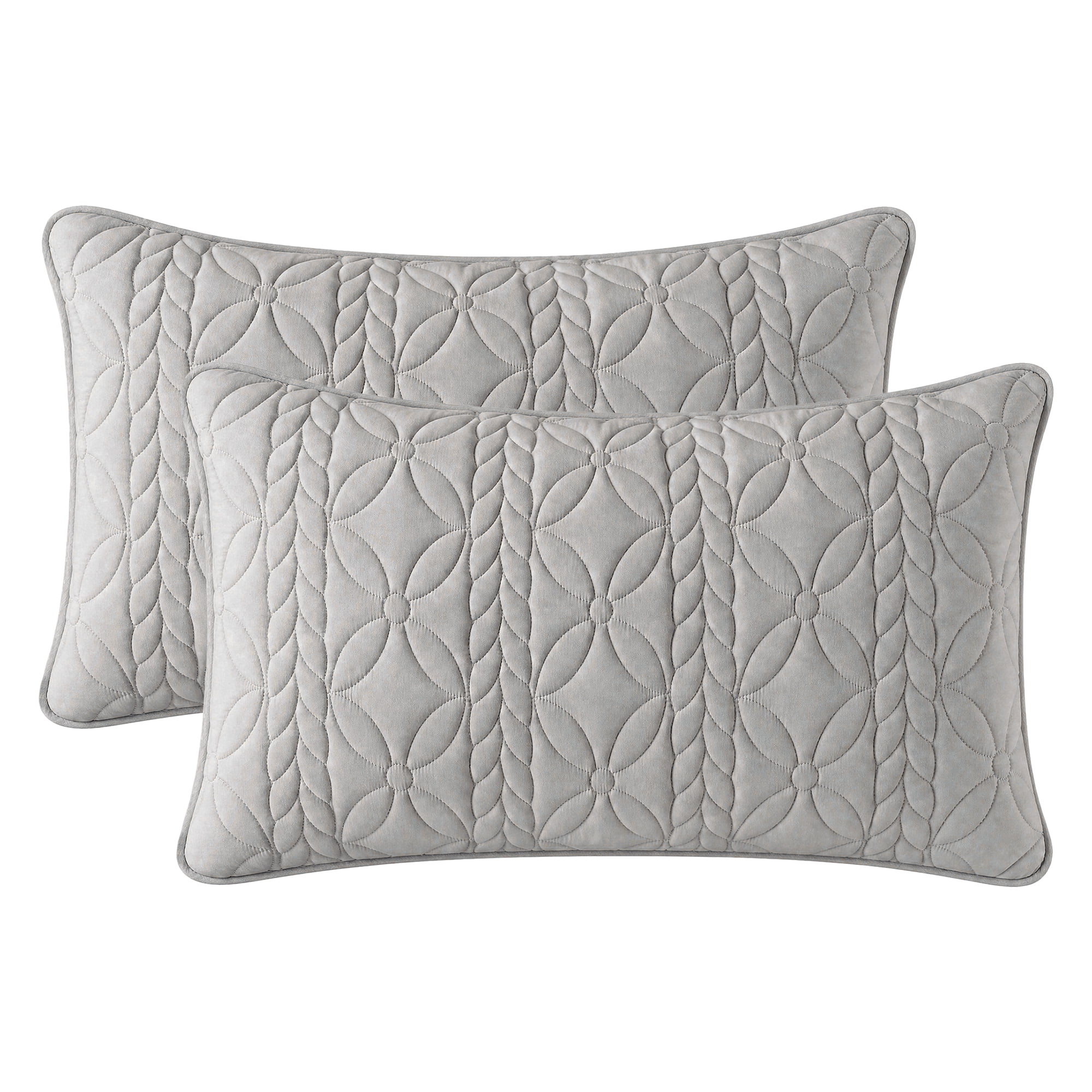 Unique Bargains Pillow Protectors Standard Size 2 Pcs Quilted Cotton Covers Gray 19"x29"