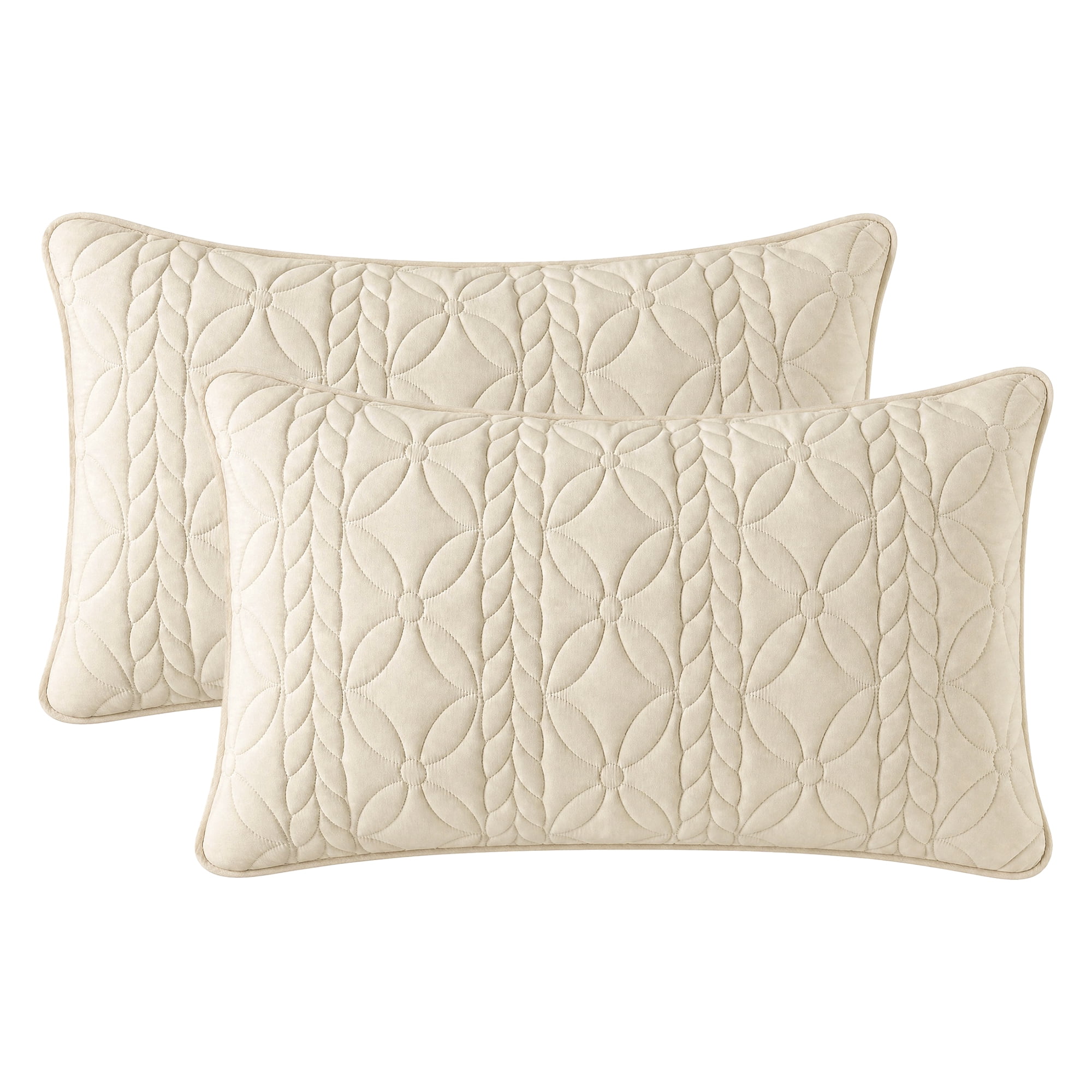 Unique Bargains Pillow Protectors Standard Size 2 Pcs Quilted Cotton Covers Khaki 19"x29"