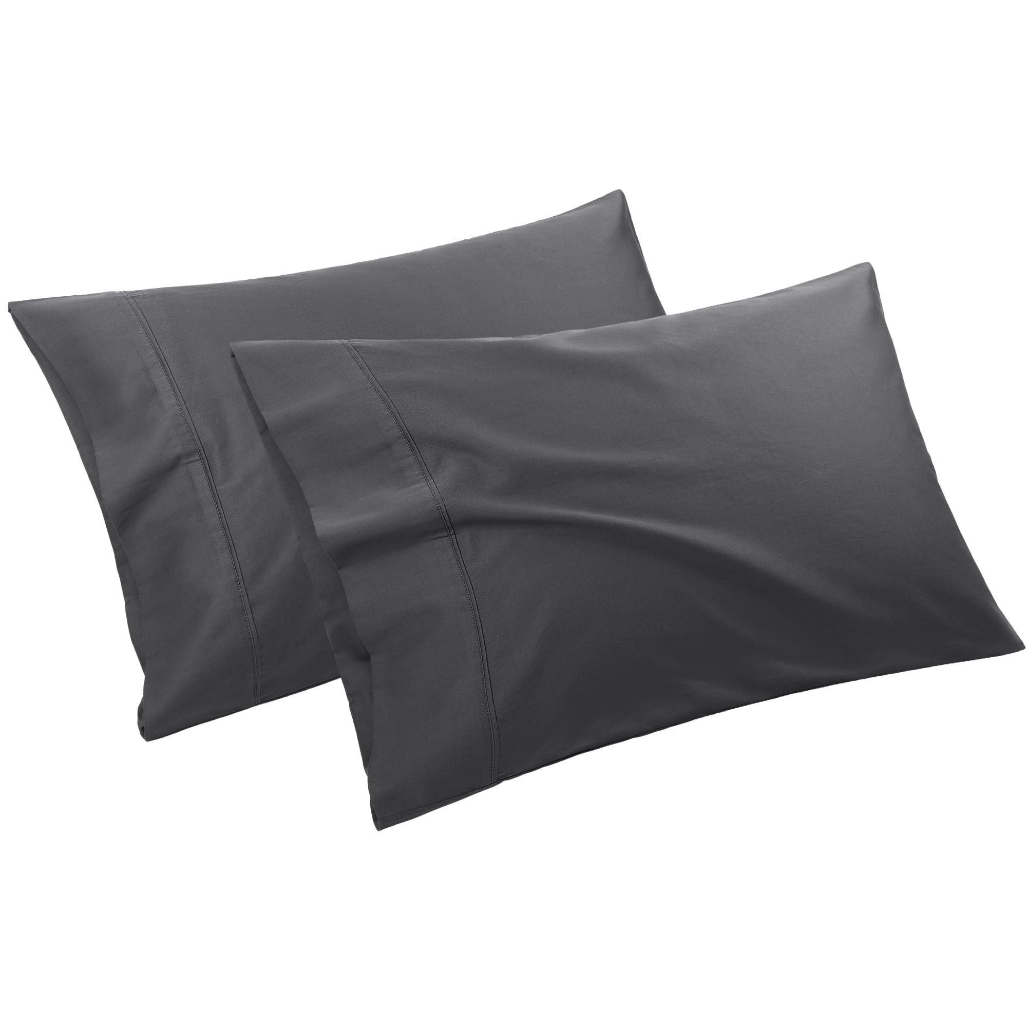 Unique Bargains Pillowcase Set of 2, Cotton with Envelope Dark Gray Standard