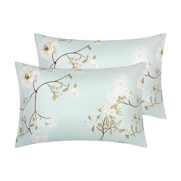 Unique Bargains Pillowcase with Envelope Closure Floral Pillow Cases Queen Green