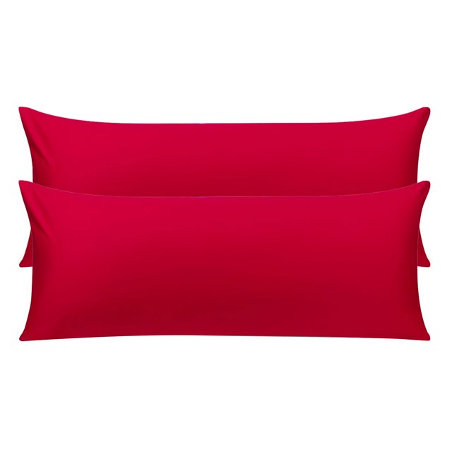 Unique Bargains Pillowcases 2 Pack 100 Cotton Body Pillow Covers Red 20" x 48"