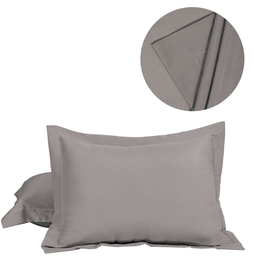 Unique Bargains Pillowcases Soft Microfiber Pillow Shams Set of 2 Gray