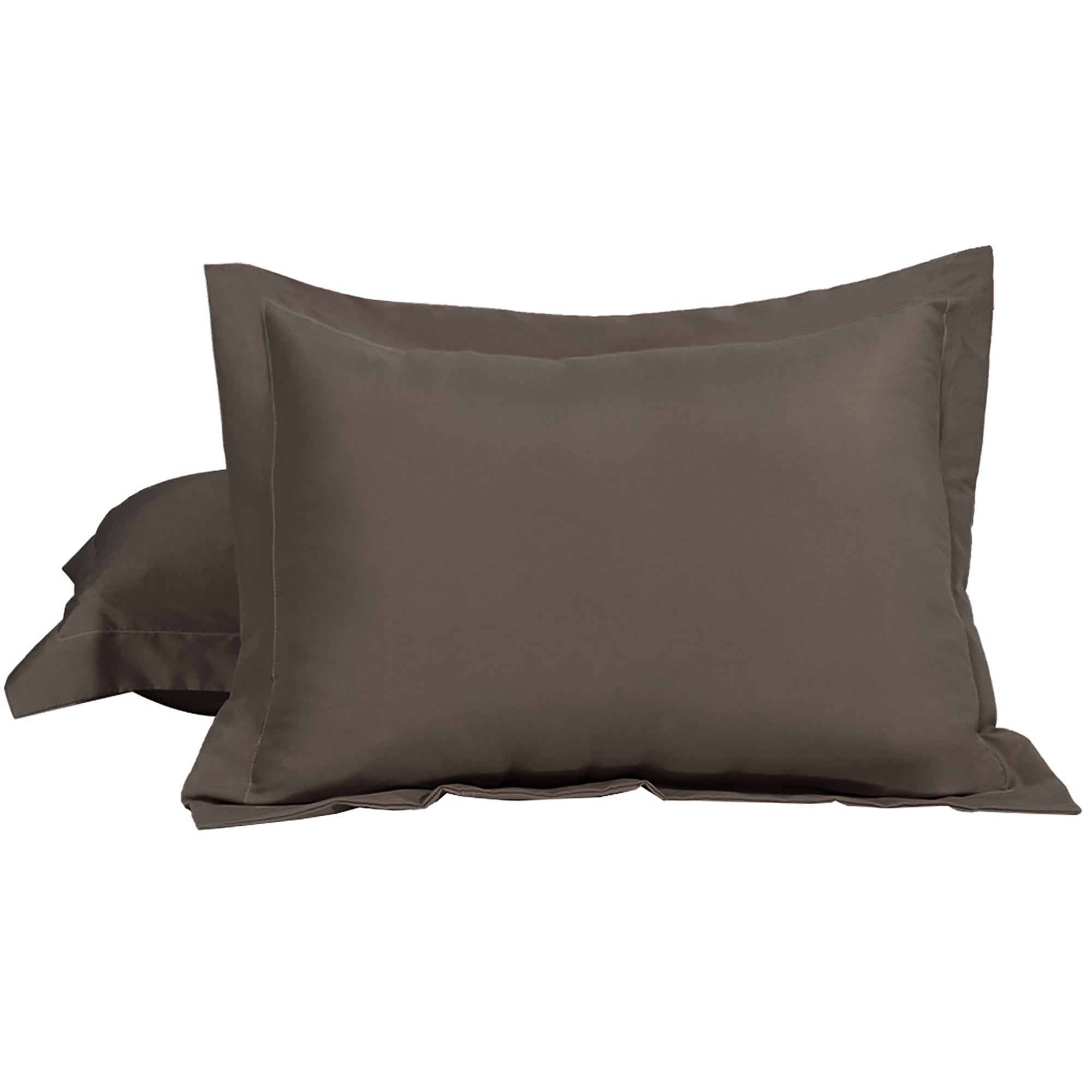 Unique Bargains Pillowcases Soft Microfiber Pillow Shams Set of 2 Queen Brown