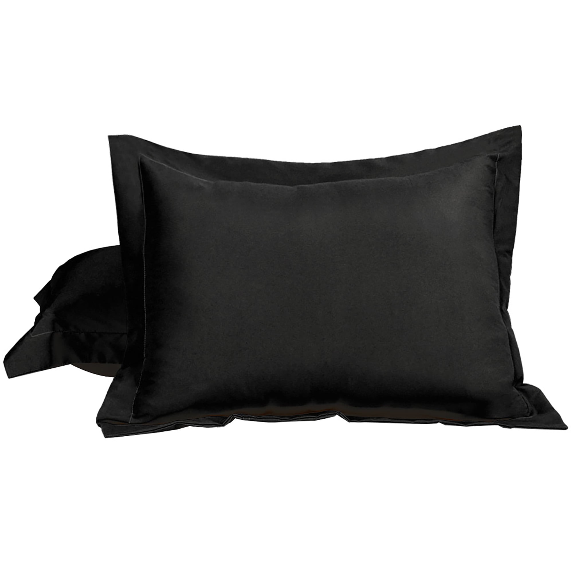 Unique Bargains Pillowcases Soft Microfiber Pillow Shams Set of 2 Standard Black