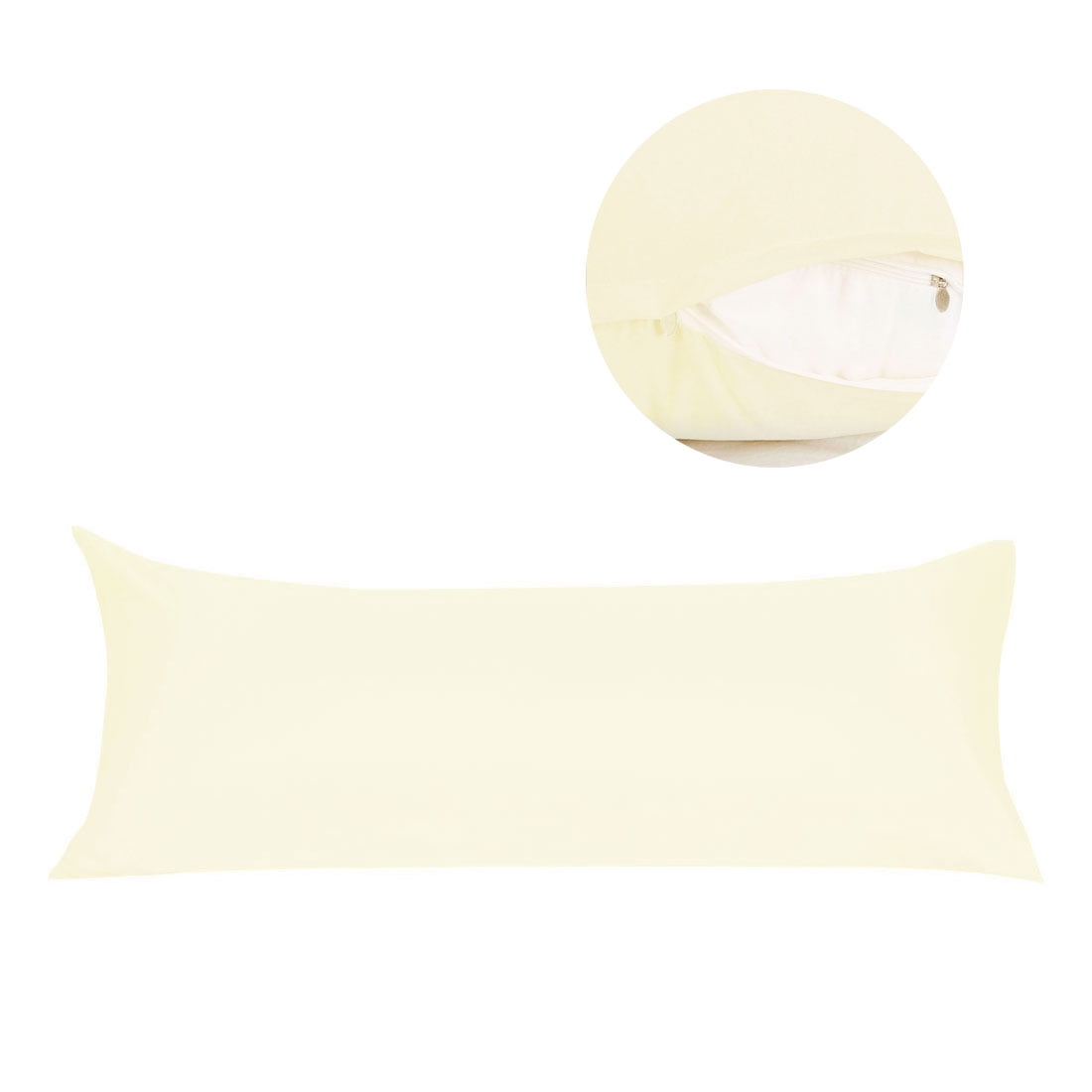 Unique Bargains Pillowcases Zippered Microfiber Body Pillow Cover Beige 20" x 54"