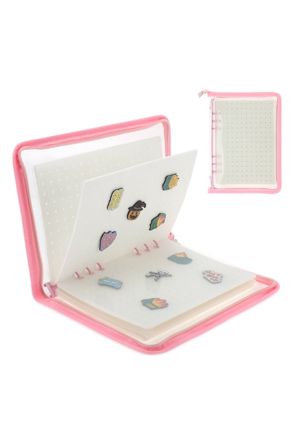 Pin Bag Portable Pin Display Book Ideal for Pins Brooches Storage Pink White