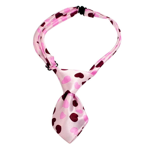 Unique Bargains Pink Adjustable Dog Doggie Collar Bow Tie Neckties Amaranth Heart Shape Pattern