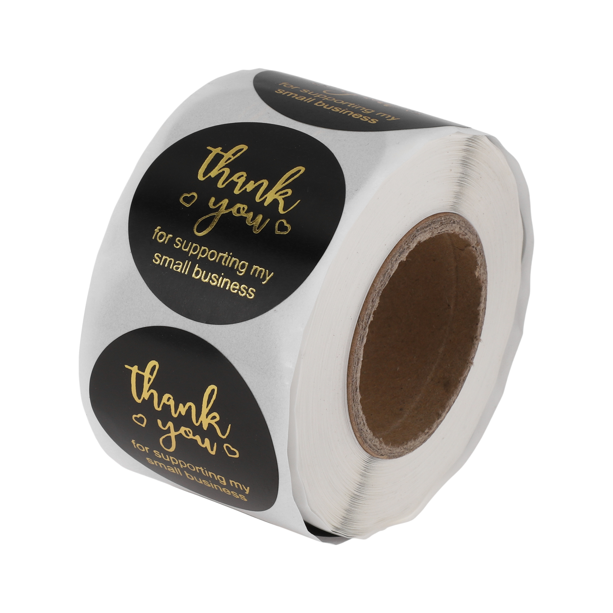 Unique Bargains Pink Foil Thank You Tag Gift Stickers 1 Pc Black, Gold Tone
