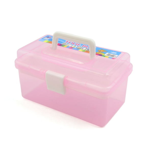 Unique Bargains Pink Multifunction Nail Art Makeup Cosmetic Tool Container Storage Box