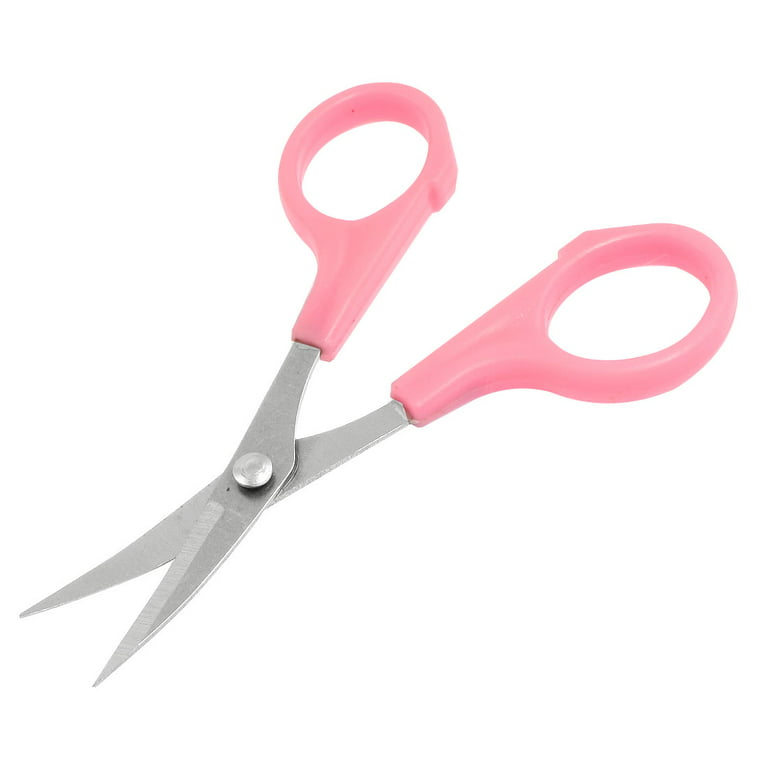 Unique Bargains Pink Plastic Grip Stainless Steel Curved Embroidery Scissors  4.7 