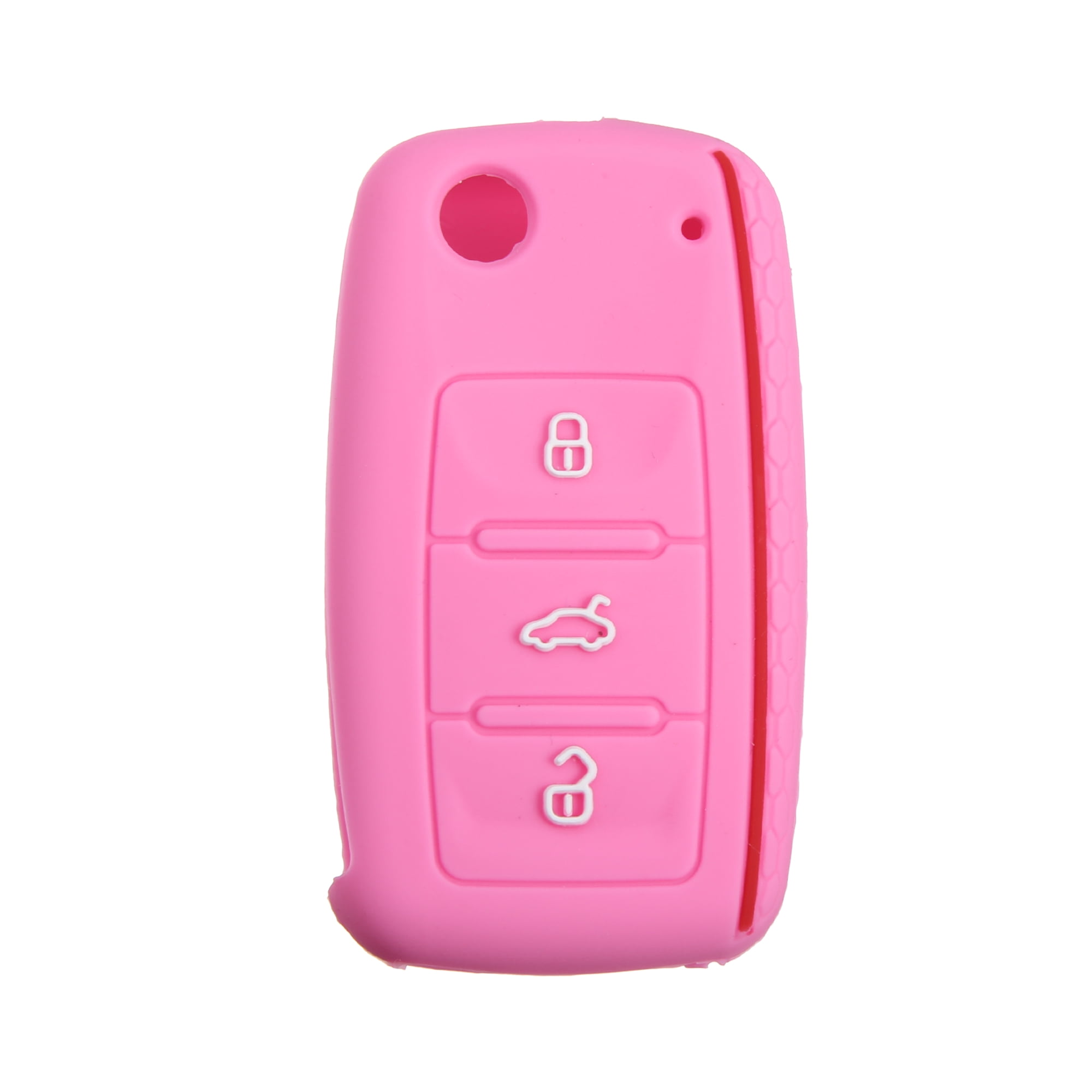 Unique Bargains Pink Silicone Car Remote Control Key Fob Shell ...