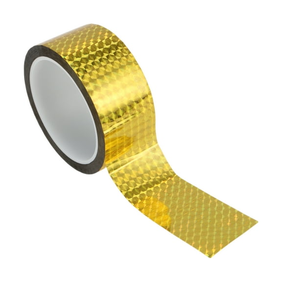 Unique Bargains Pinstripe Tape 45mmx50m Rhombus Mesh Car Stripes Pinstripe Decals for Car Motorcycle and Boat Racing Stripes DIY Stickers Laser Gold Tone 1 Pcs