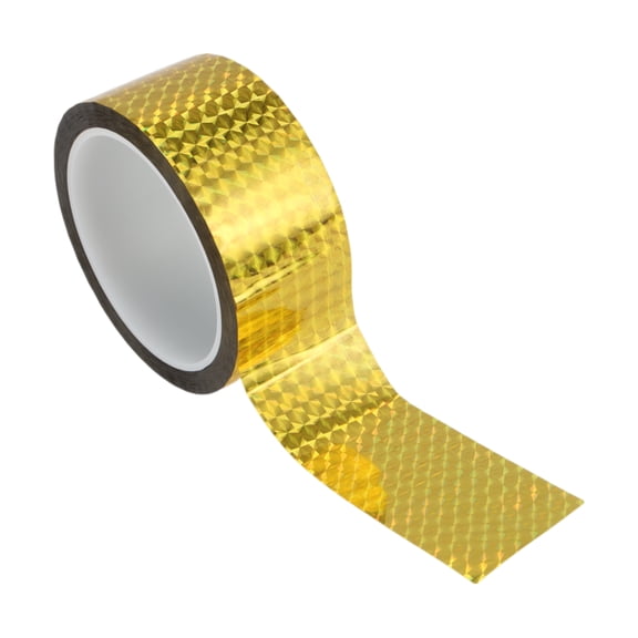 Unique Bargains Pinstripe Tape 50mmx50m Rhombus Mesh Car Stripes Pinstripe Decals for Car Motorcycle and Boat Racing Stripes DIY Stickers Laser Gold Tone 1 Pcs