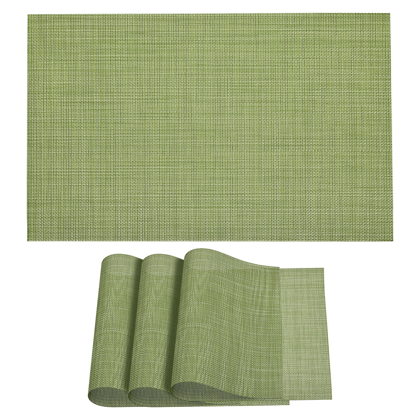 Unique Bargains Place Mats Washable Woven Table Dining Green