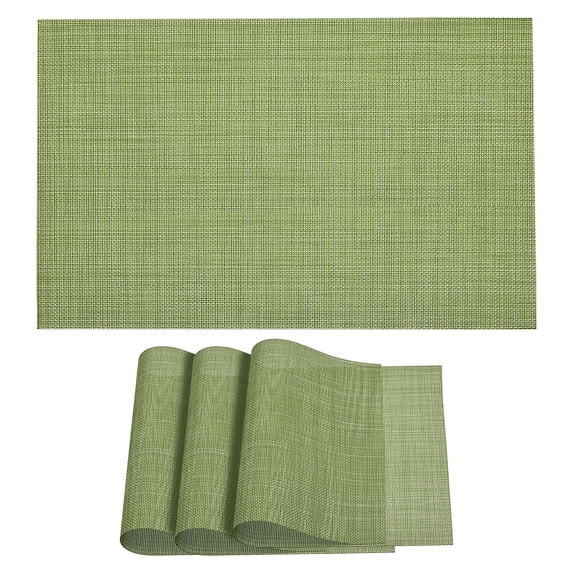 Unique Bargains Place Mats Table Mats Washable Woven Placemat for Dining Use Green