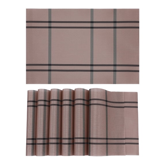 Unique Bargains Placemat Set of 6 for Dining Table Decor Washable Table Placemat Gray Pink