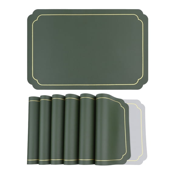 Unique Bargains Placemats Leather Placemats for Kitchen Dining Table Green Gray 18x12in