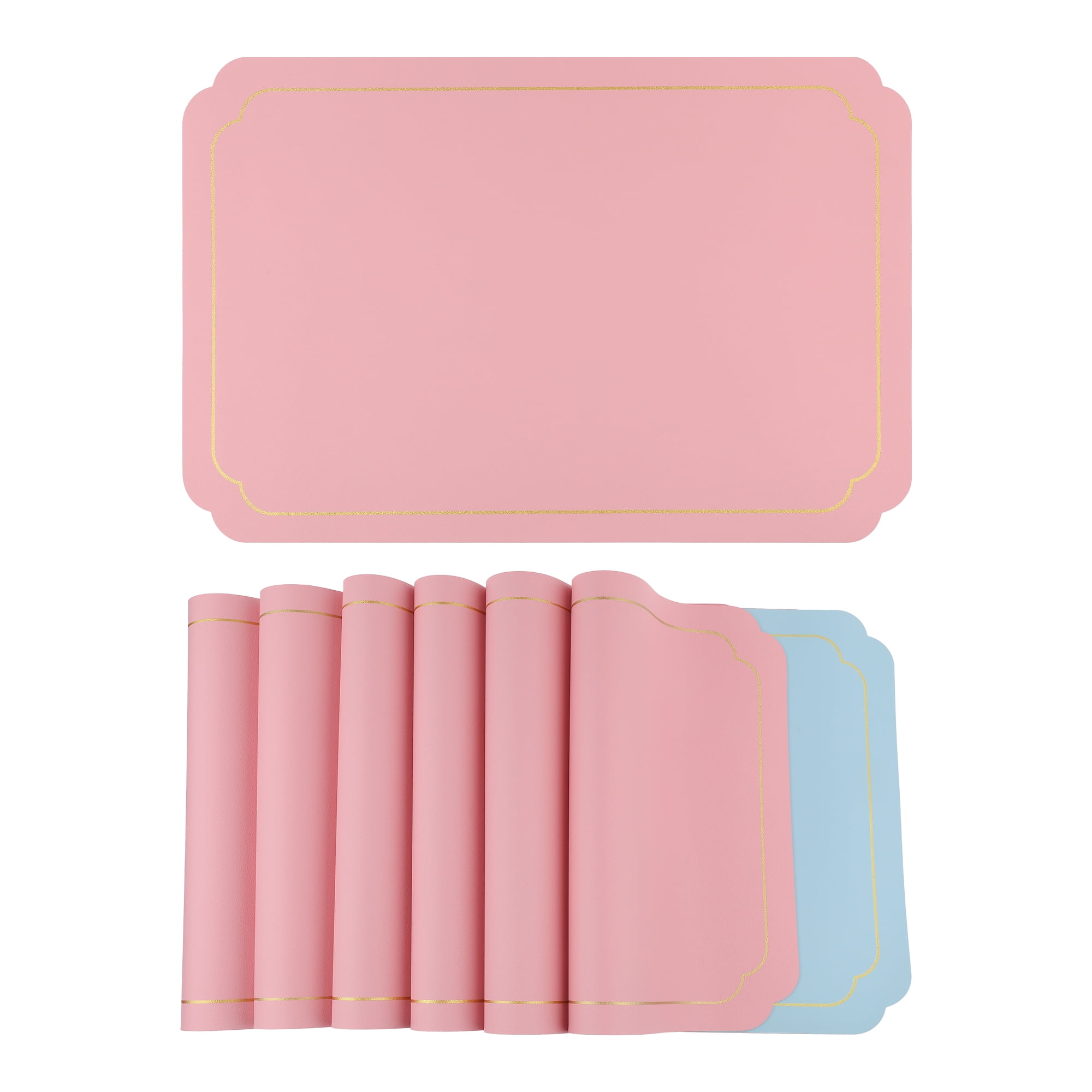 Unique Bargains Placemats Leather Placemats for Kitchen Dining Table Pink Blue 18x12in