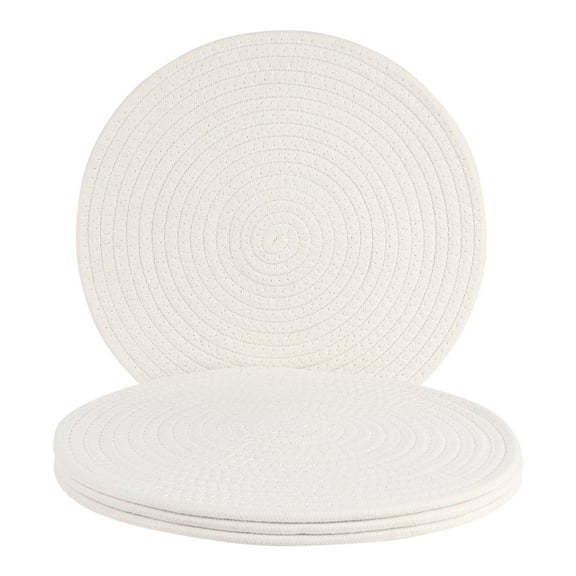 Unique Bargains Placemats Set of 4 Cotton Round Placemats for Dining Table Beige