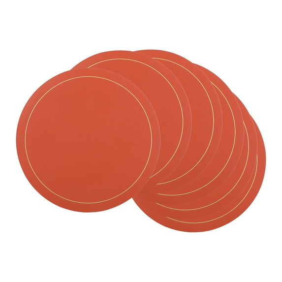 Unique Bargains Placemats Set of 6 Faux Leather Orange