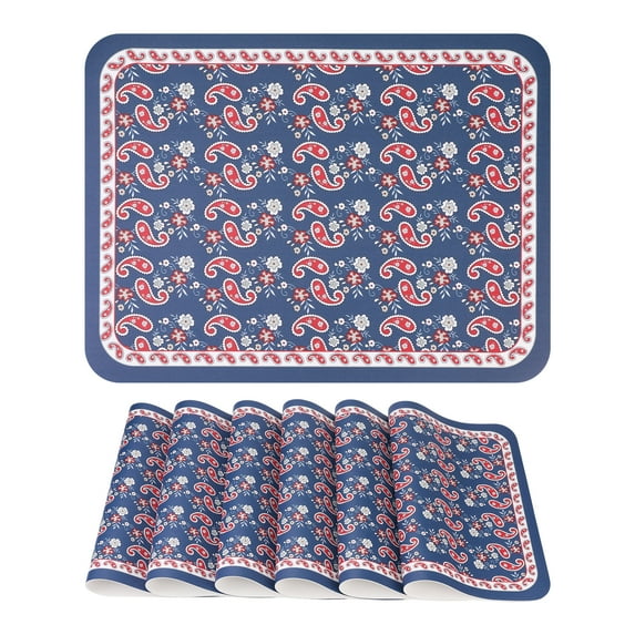 Unique Bargains Placemats Set of 6 Leather Placemats for Kitchen Dining Table Colorful