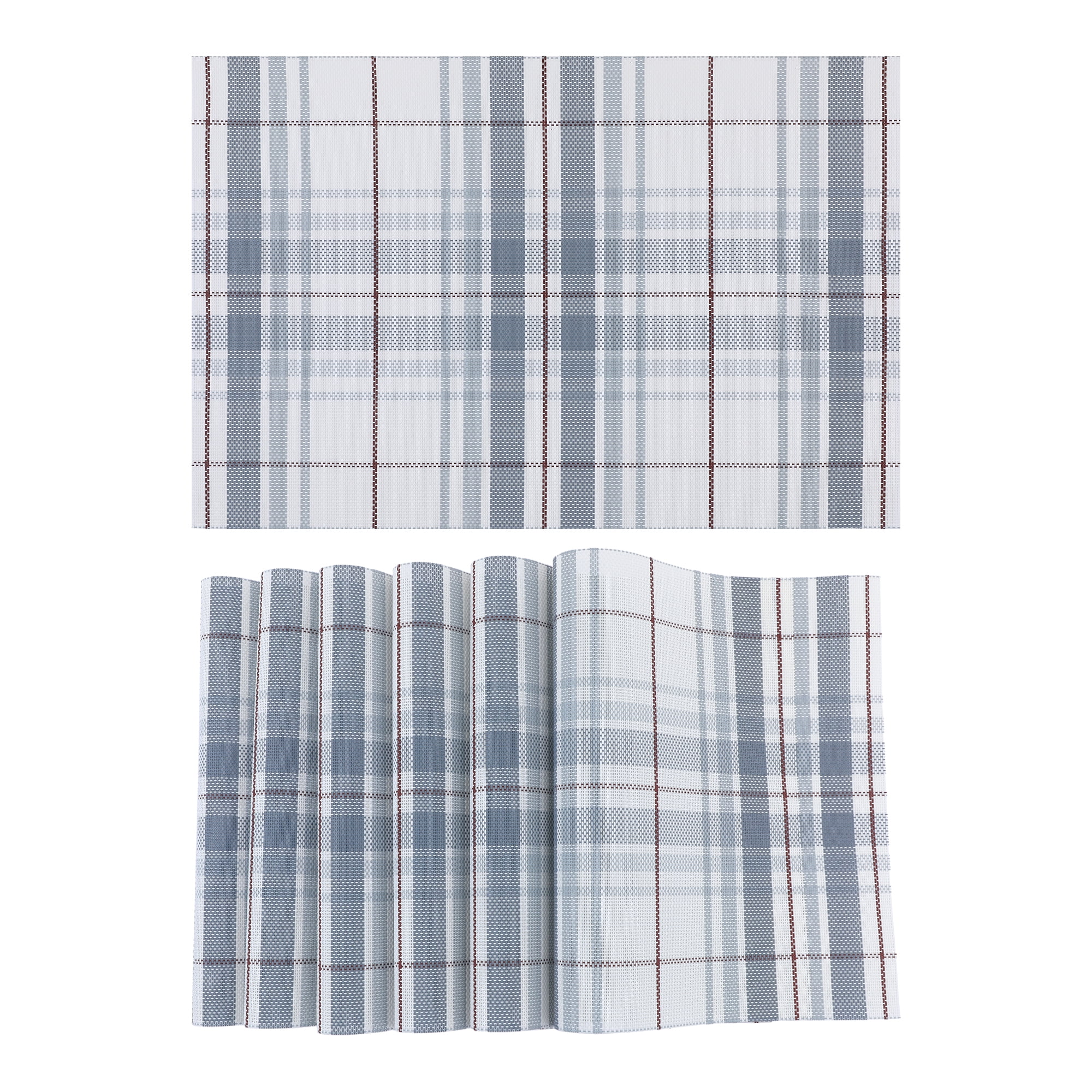 Unique Bargains Placemats Set of 6 Placemats for Kitchen Dining Table Washable Gray Blue