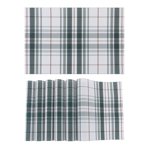 Unique Bargains Placemats Set of 6 Placemats for Kitchen Dining Table Washable Green