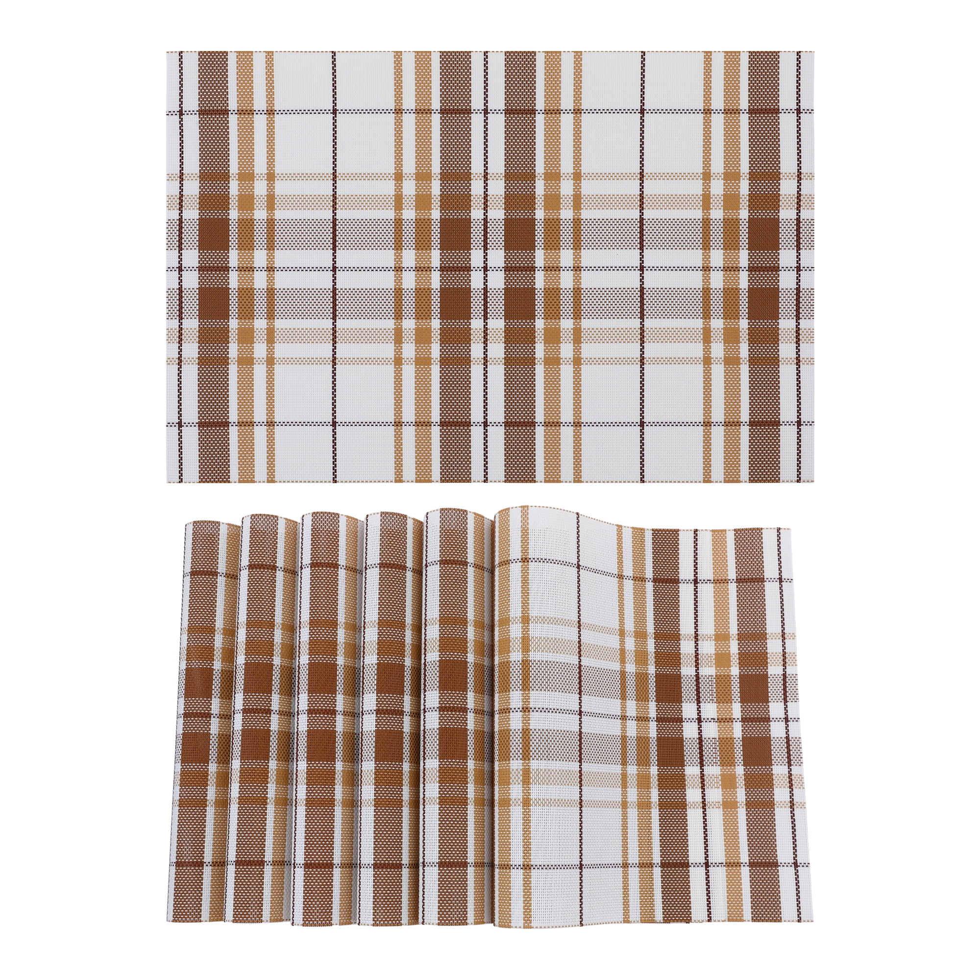 Unique Bargains Placemats Set of 6 Placemats for Kitchen Dining Table Washable Orange