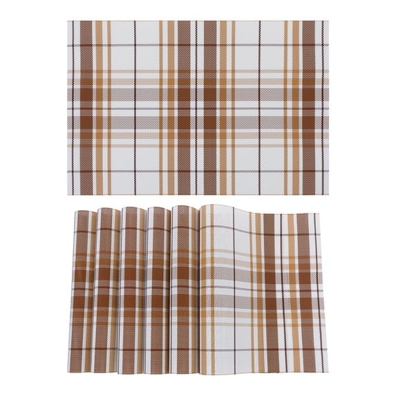 Unique Bargains Placemats Set of 6 Placemats for Kitchen Dining Table Washable Orange