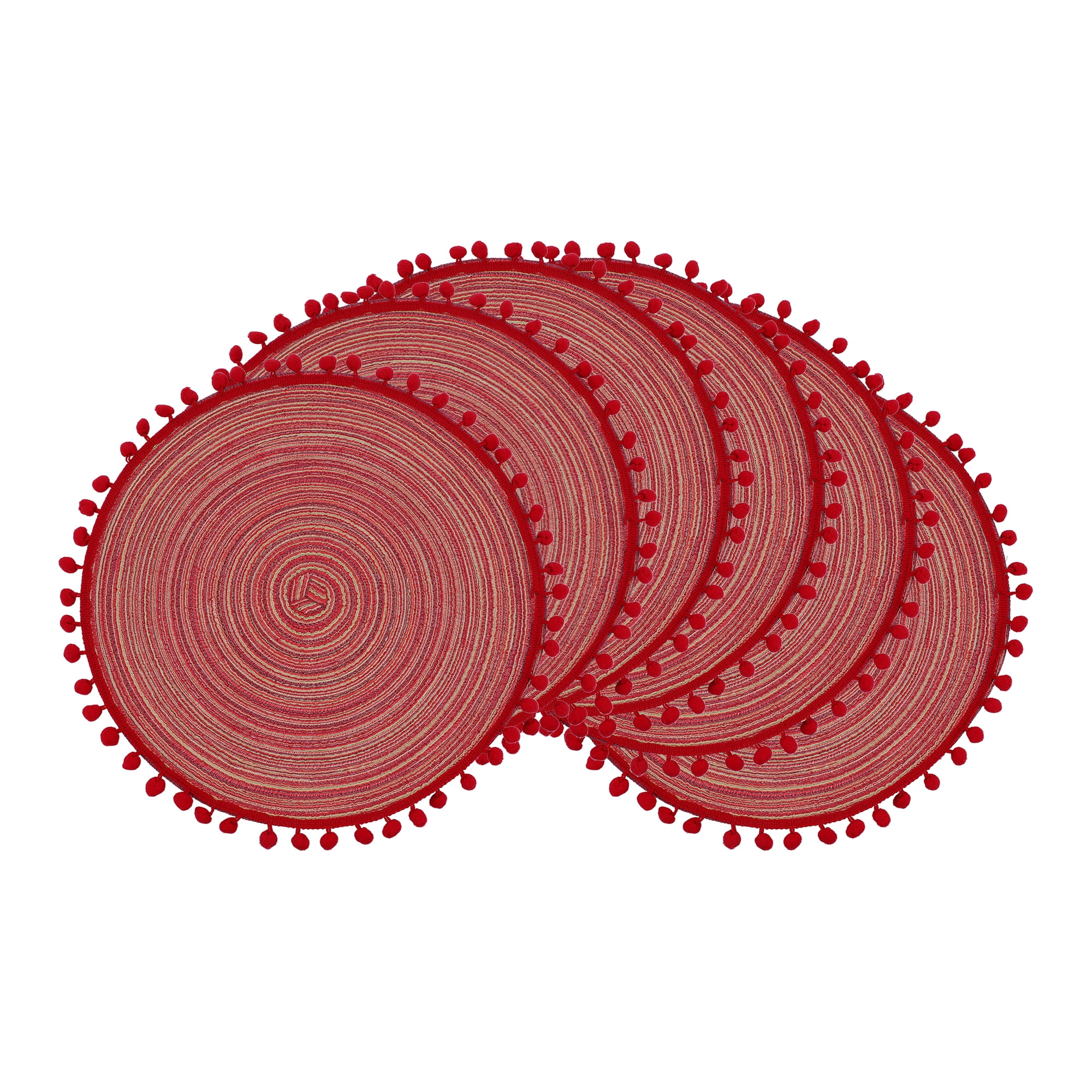 Unique Bargains Placemats Set of 6 Polyester Placemats for Dining Table Red 15x15in