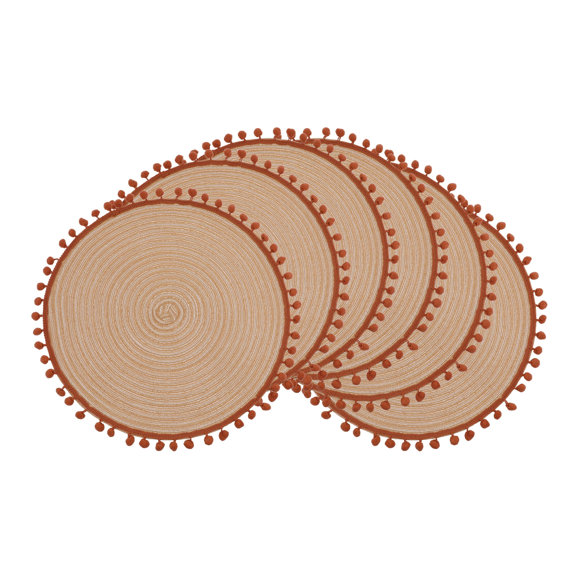 Unique Bargains Placemats Set of 6 Polyester Placemats for Dining Table Tawny 15x15in