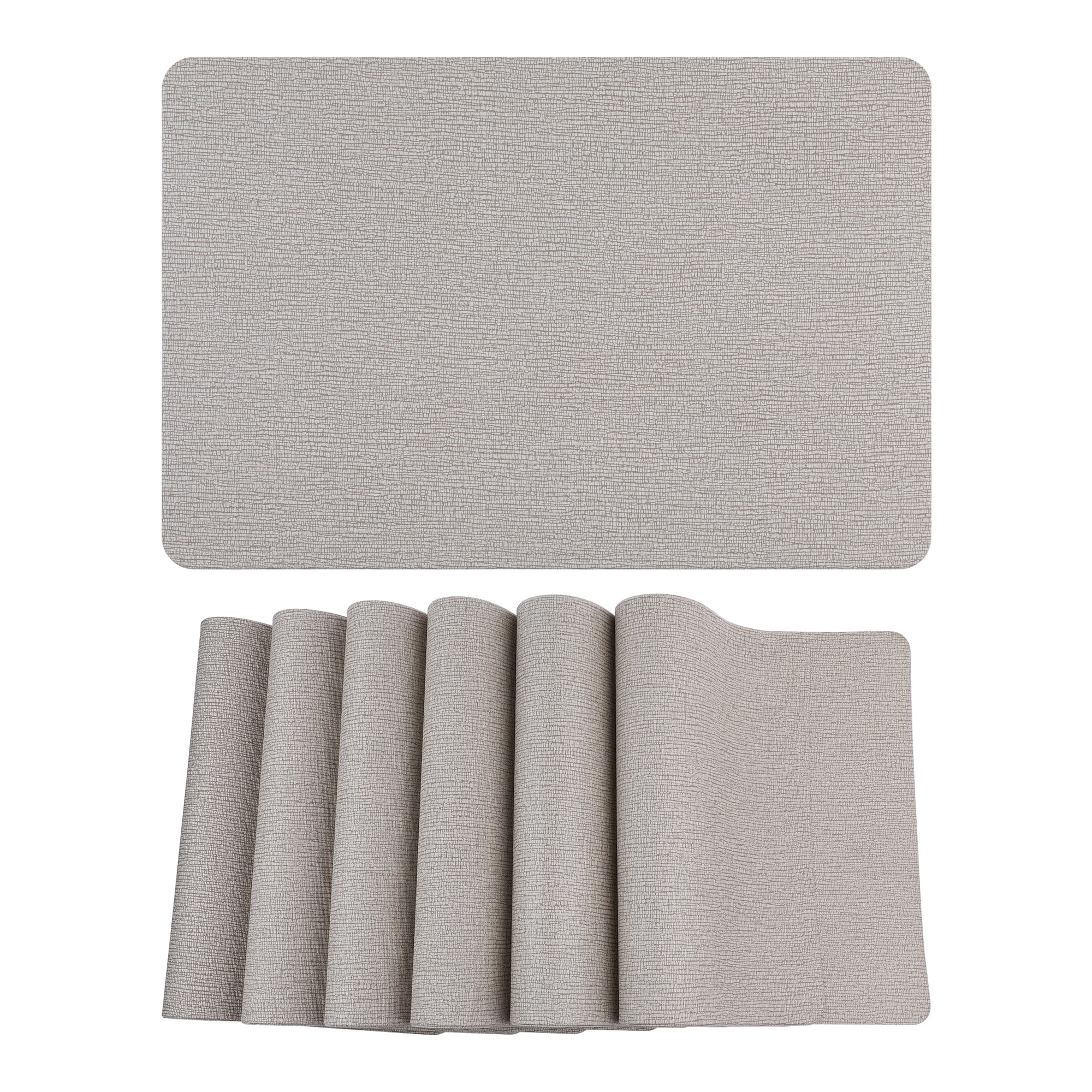 Unique Bargains Placemats Set of 6 Polyvinyl Chloride for Kitchen Flaxen 18*12in
