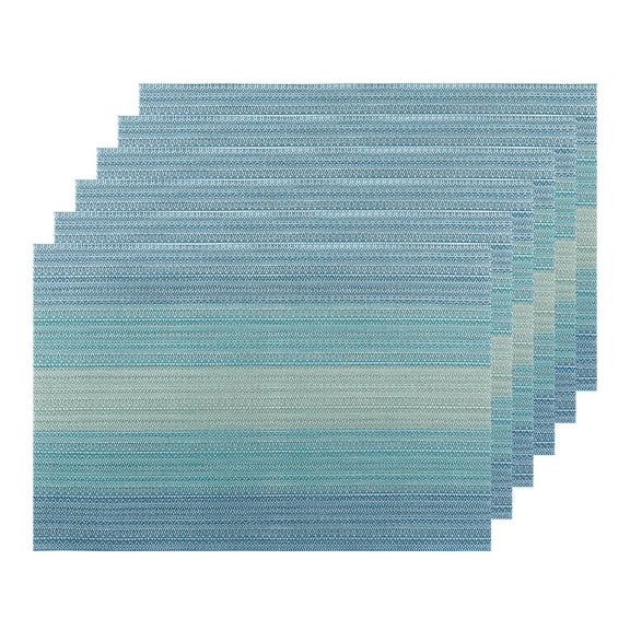 Unique Bargains Placemats Set of 6 Vinyl Place Mats for Dining Table Weave Table Mats 18" x 12" Blue