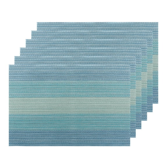Unique Bargains Placemats Set of 6 Vinyl Place Mats for Dining Table Weave Table Mats 18" x 12" Blue