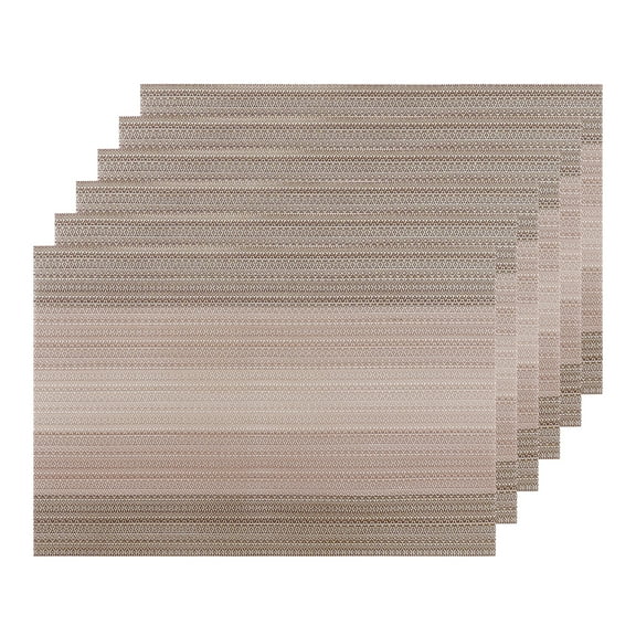 Unique Bargains Placemats Set of 6 Vinyl Place Mats for Dining Table Weave Table Mats 18" x 12" Coffee